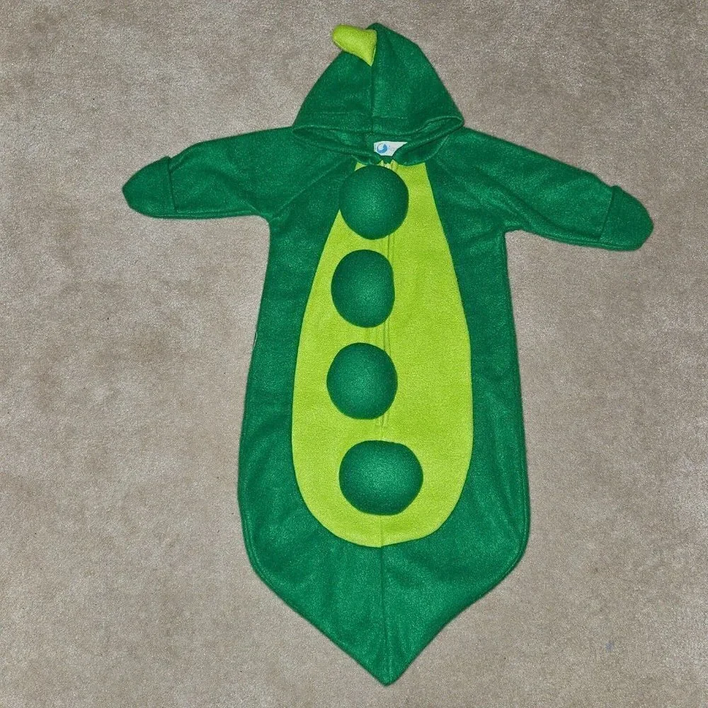 Green Pea Peapod Bunting Halloween Costume Baby Approx 0-6 Months Aquaiguana